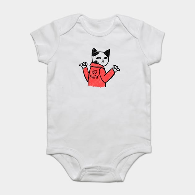 pissed cat with a jacket - go away Baby Bodysuit by maggzstyle